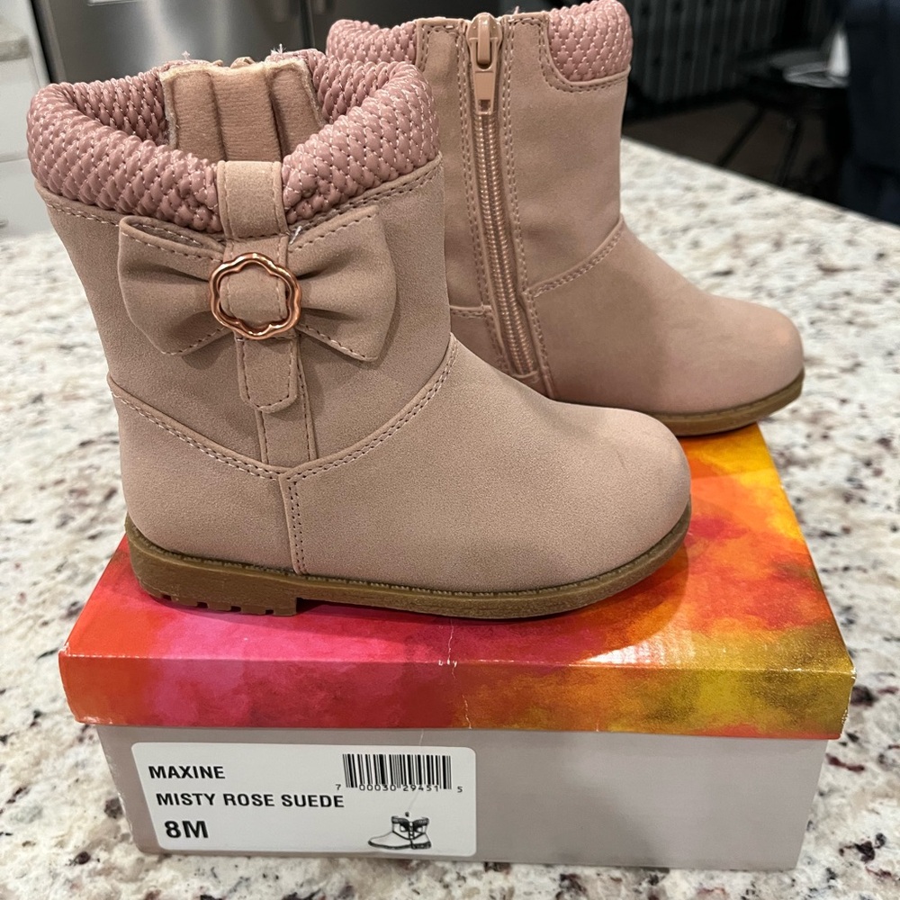 Rachel Shoes Pink Suede Kids Boots 8m